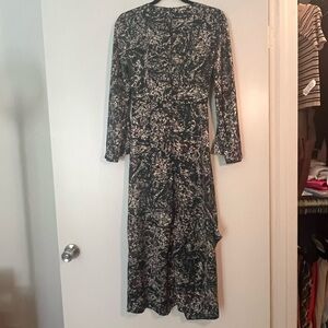 Zara Satin Green Wrap Dress (XS)